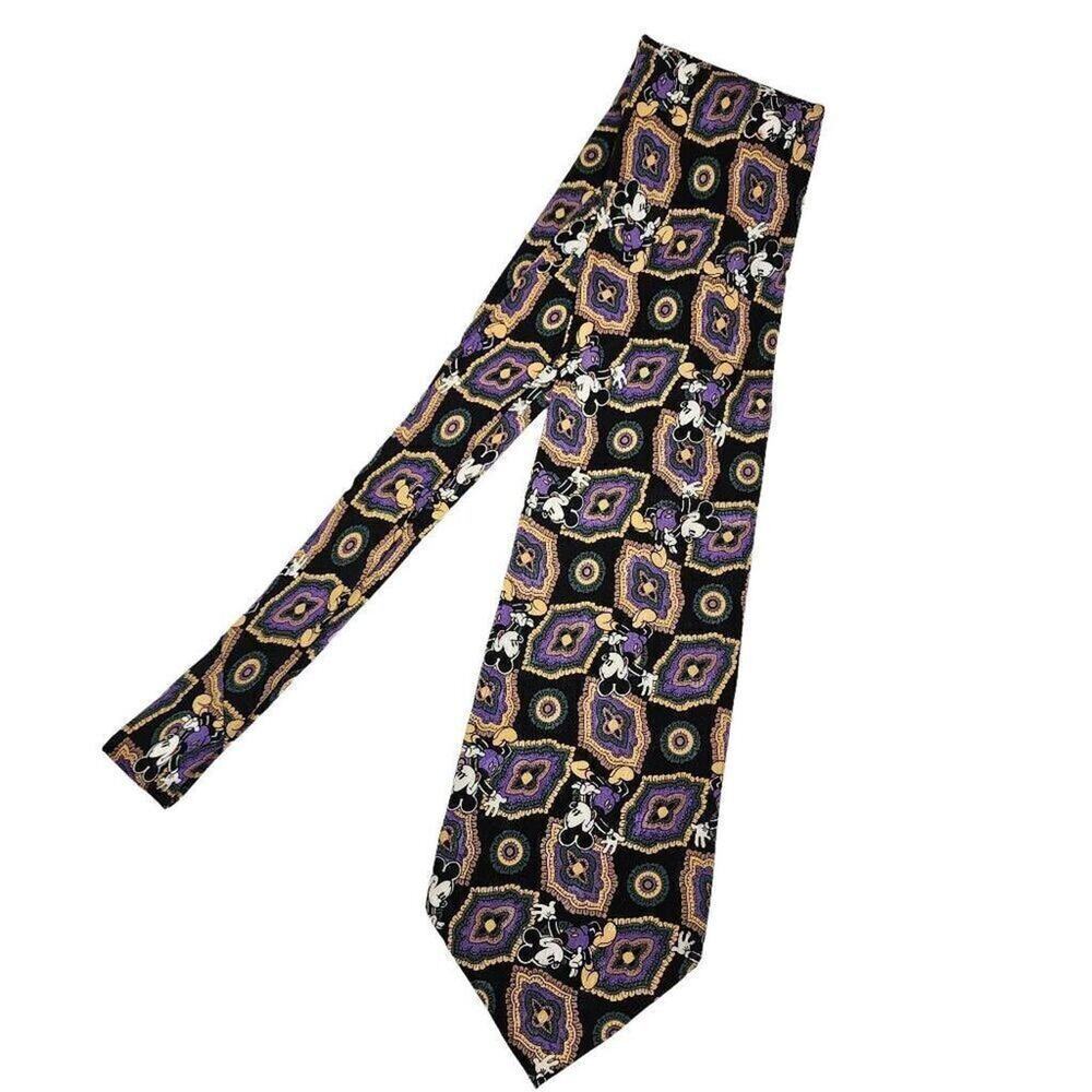 Vintage Accessories, 90s Disney Paisley Mickey Mouse 100% Silk Neck Tie
